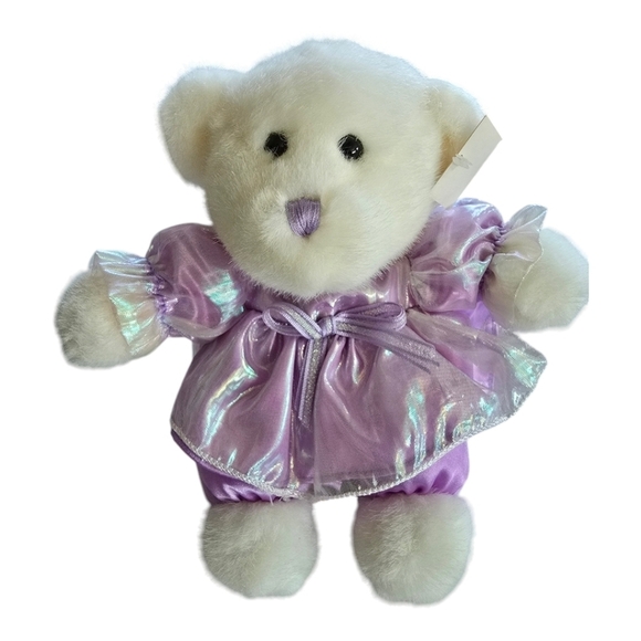 dan dee collectors choice teddy bear Stuffed Animal White Bear In Purple Dress - Picture 1 of 8